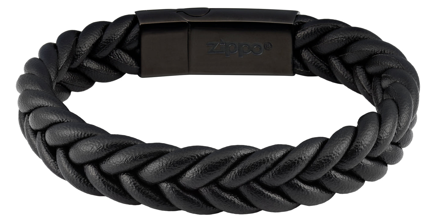 Frontansicht Armband mit Zippo Schriftzug auf der Verschkusinnenseite