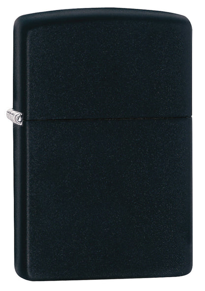 Frontansicht 3/4 Winkel Zippo Feuerzeug Media Chrome Black Matte