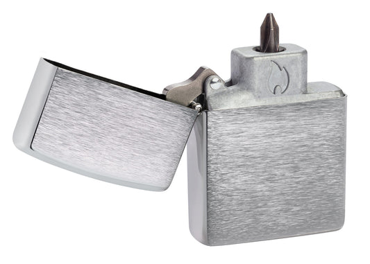 Bit Safe Schraubendreher mit Gehäuse in gebürstetem Chrom