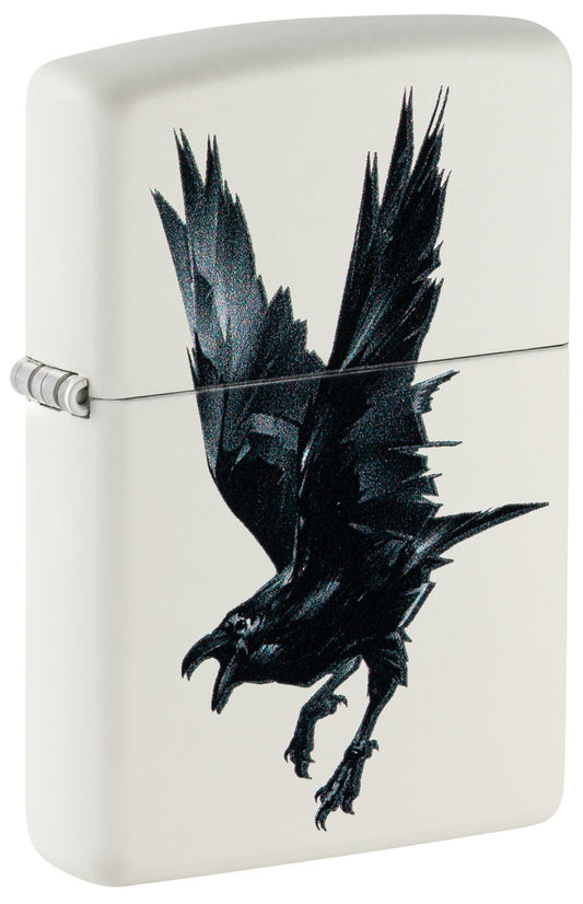 Zippo lighter with a raven design on a white background P1