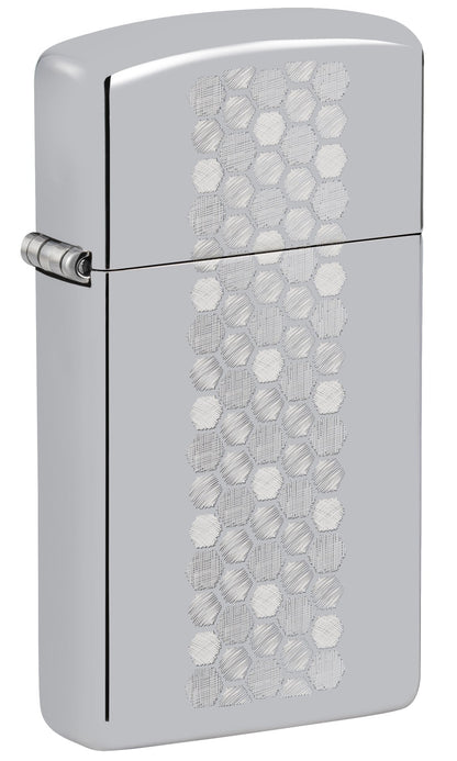 Silver Zippo lighter with a geometric pattern P1
