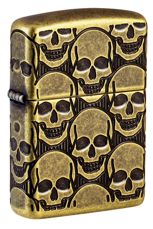 Brass Zippo lighter with skull design P1