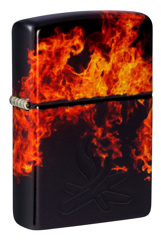 Zippo lighter with flame design and black finish P1