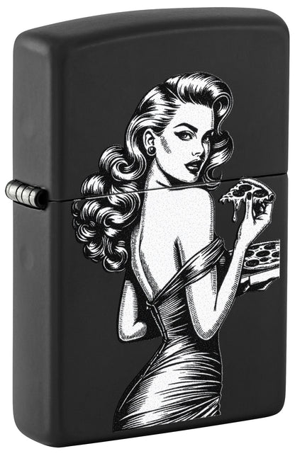 Pin-up mit Pizza