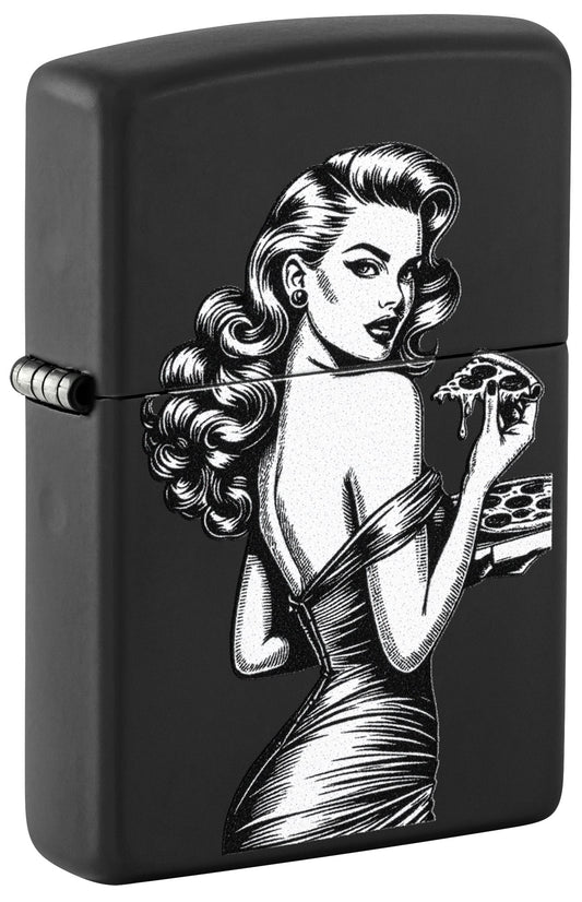 Pin-up mit Pizza