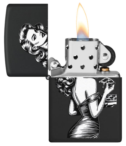 Pin-up mit Pizza