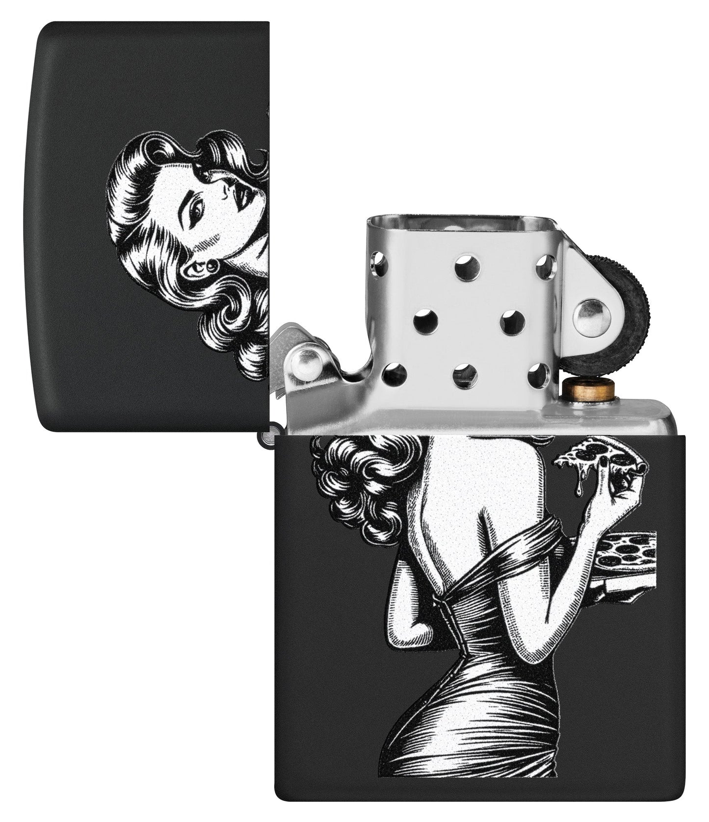 Pin-up mit Pizza