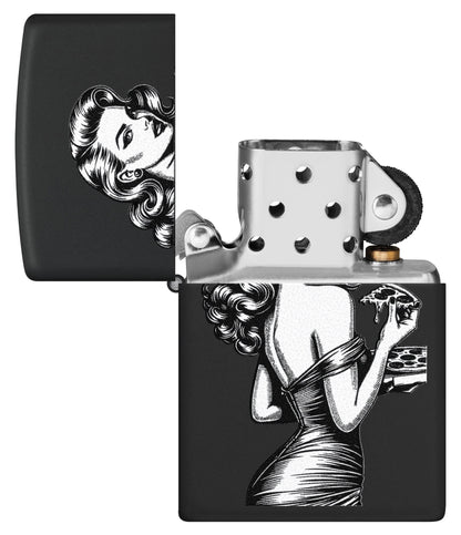 Pin-up mit Pizza