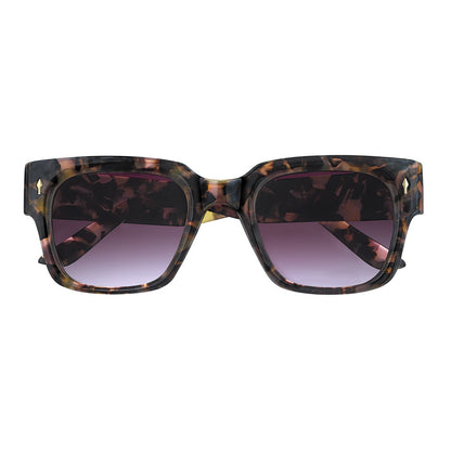 Sonnenbrille mit breitem Rahmen und eckigen Gläsern