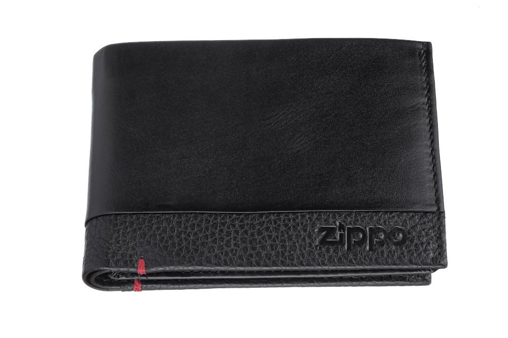 Frontansicht Zippo Leder Portemonnaie geschlossen mit Zippo Logo