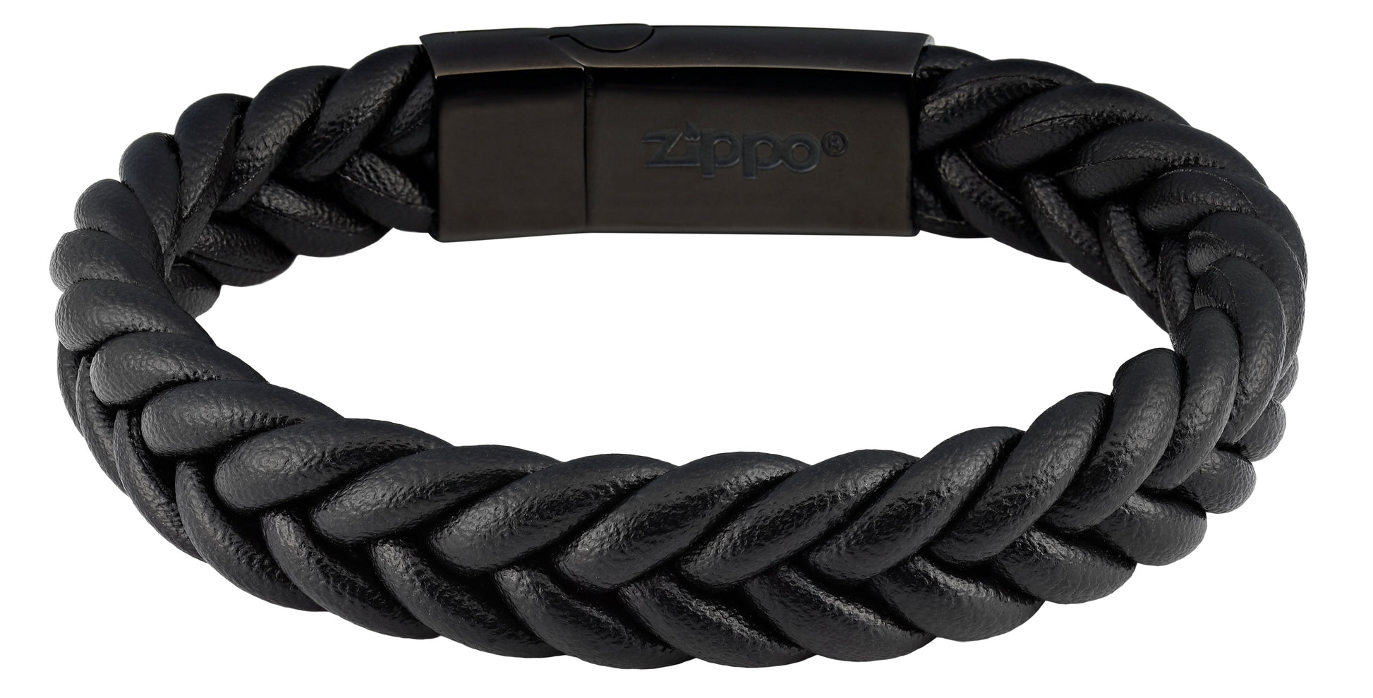 Frontansicht Armband mit Zippo Schriftzug auf der Verschkusinnenseite