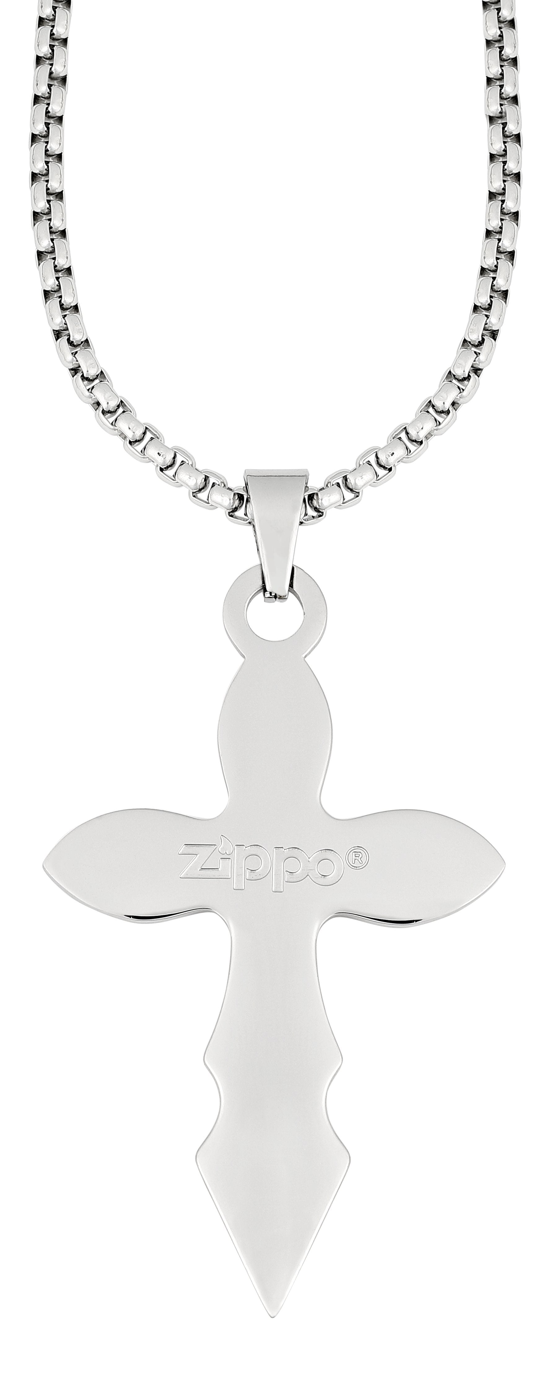Rückansicht Kreuzanhänger mit Zippo Logo