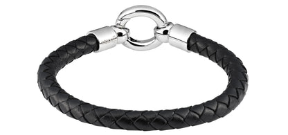 Rückansicht  Zippo Lederarmband schwarz mit Edelstahlring als Verschluss