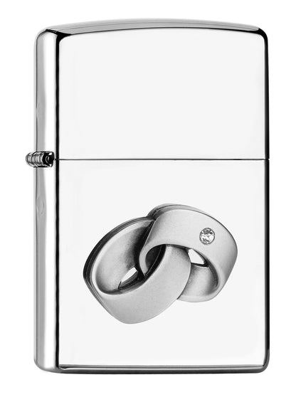 Frontansicht Zippo Feuerzeug chrom Hochglanz mit Eheringen Emblem