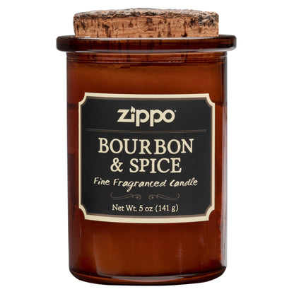 Frontansicht Zippo Kerze Dark Borbon und Spicebraun mit Deckel aus Kork