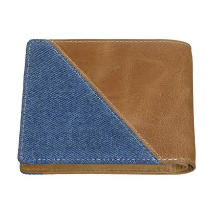 Zippo Portemonnaie Rückansicht aus Jeansstoff und hellem Leder