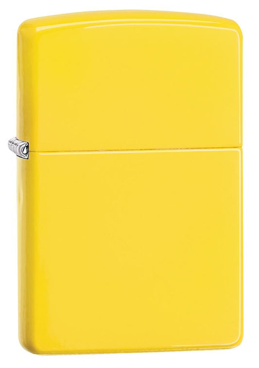 Frontansicht 3/4 Winkel Zippo Feuerzeug Basis Modell Zitronengelb