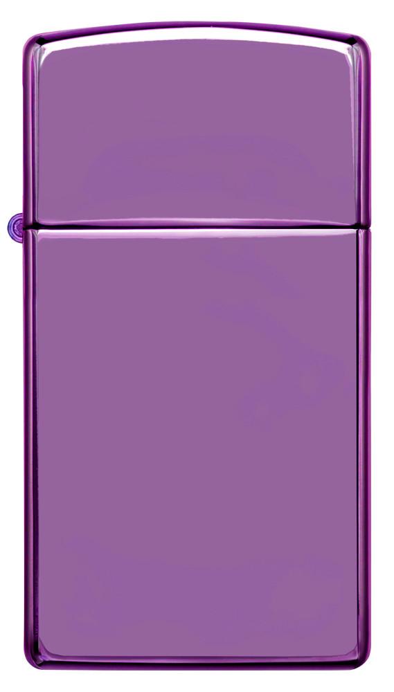 Frontansicht Zippo Feuerzeug Slim High Polish Lila Basismodell