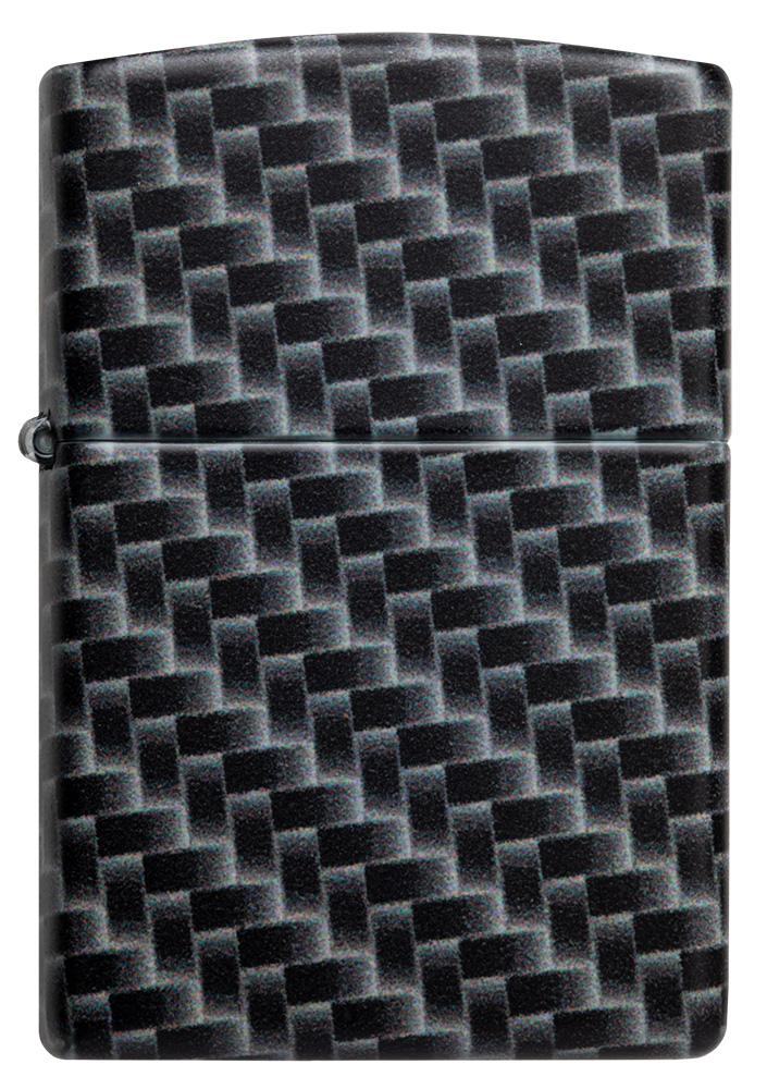Frontansicht Zippo Feuerzeug White Matte mit 540 Grad Color Image und Rechteckeckige Kacheln als Muster