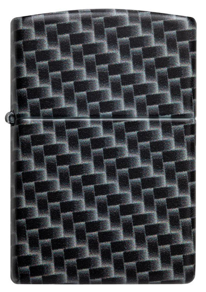 Frontansicht Zippo Feuerzeug White Matte mit 540 Grad Color Image und Rechteckeckige Kacheln als Muster