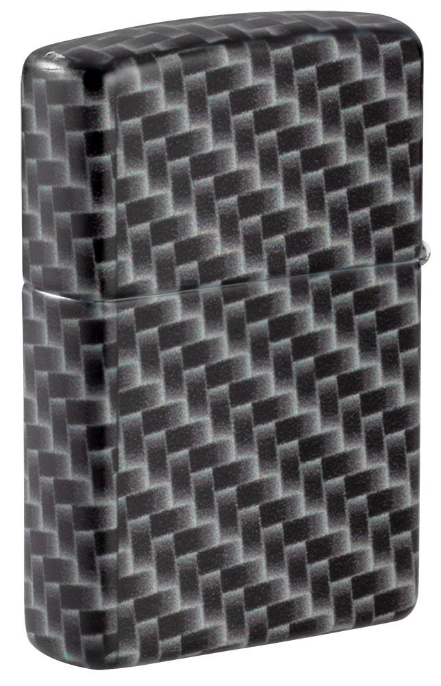 Seitenansicht Zippo Feuerzeug White Matte mit 540 Grad Color Image und Rechteckeckige Kacheln als Muster