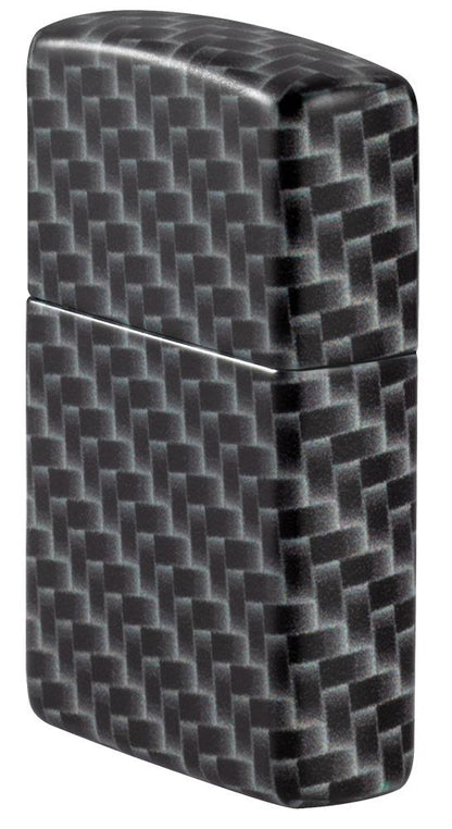 Seitenansicht Zippo Feuerzeug White Matte mit 540 Grad Color Image und Rechteckeckige Kacheln als Muster