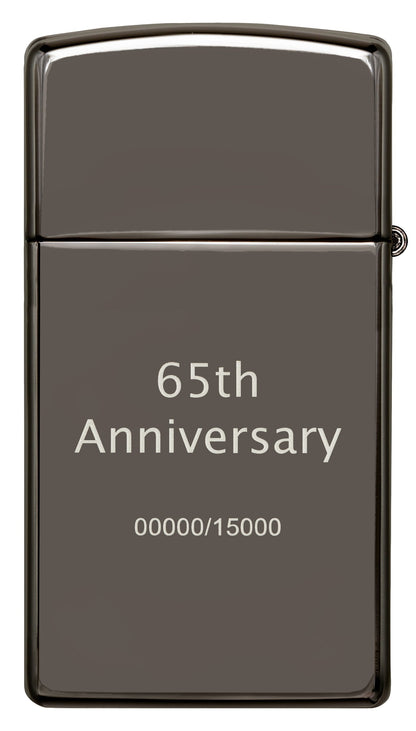 Rückansicht Zippo Feuerzeug 65 Jahre Slim Black Ice Limitierte Edition 65th Anniversary